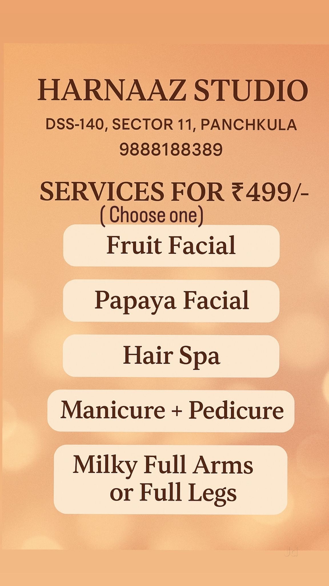 Harnaaz Studio — services for ₹499, choose one
