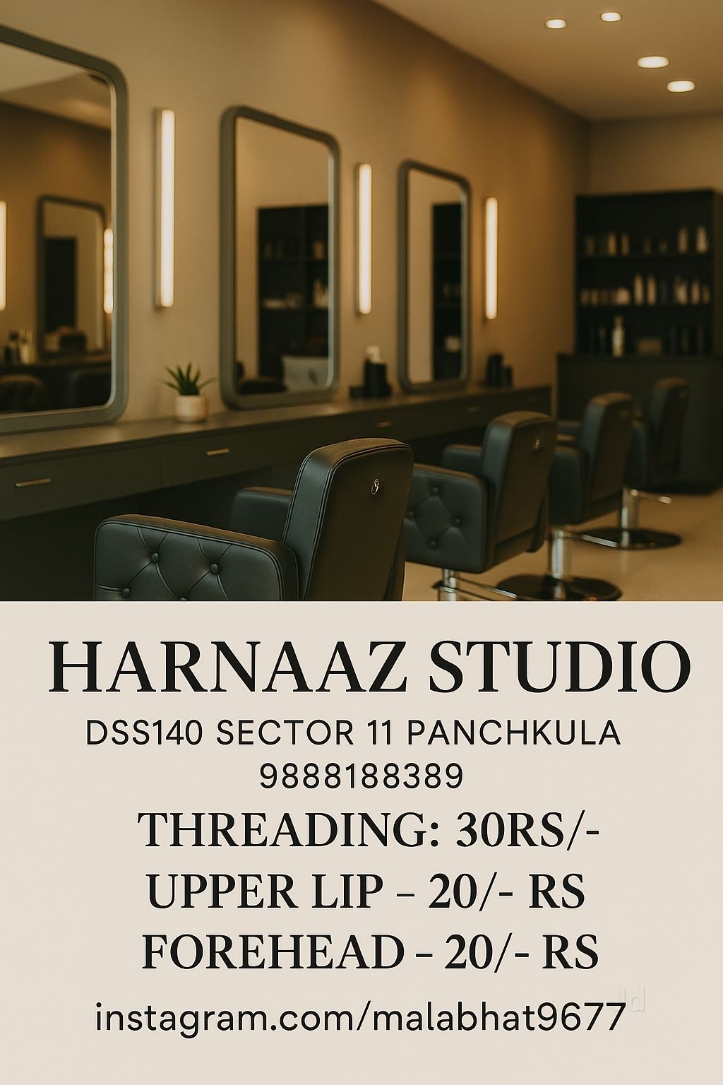 Harnaaz Studio — threading price board